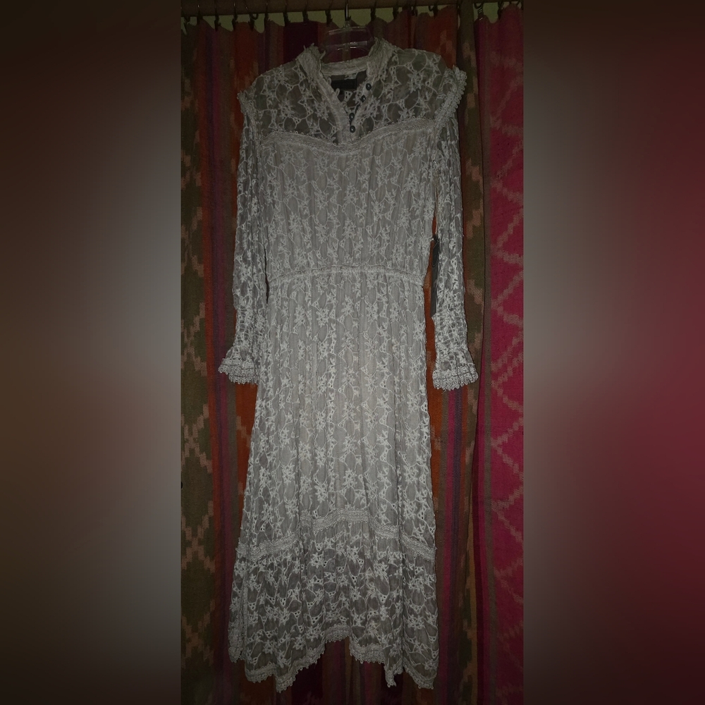Double D Ranch Silk Lace Floral Dress with Button Detail Small NWT